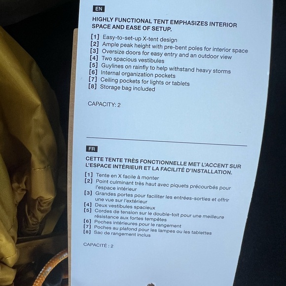 NWT The North Face Trail Lite 2 Tent In Khaki Stone/Arrowwood Yellow - Picture 8 of 9